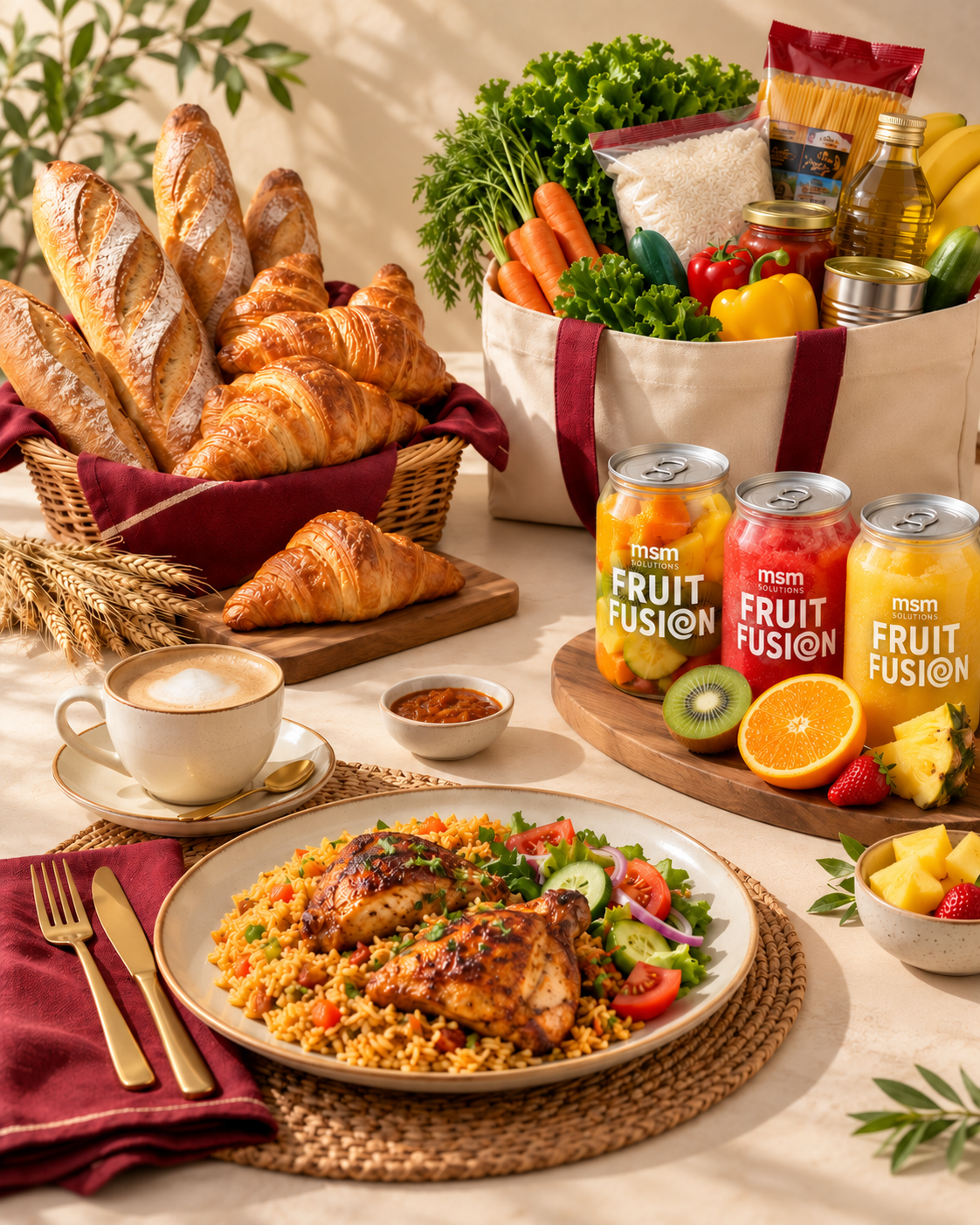 Bread, café food, groceries and Fruit Fusion at the Hub